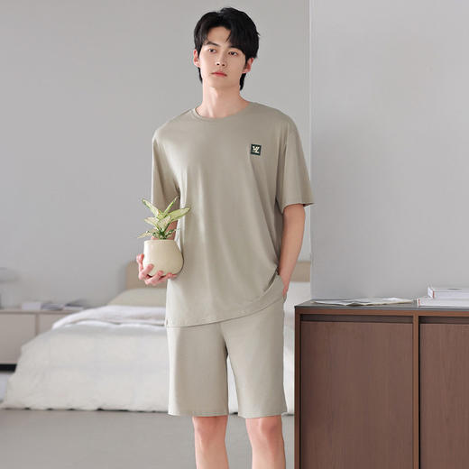 莫代尔睡衣男士短袖短裤凉爽套装夏季薄款运动休闲风青年家居服  JL-HYM4835/HYM4836/HYM4837 商品图3