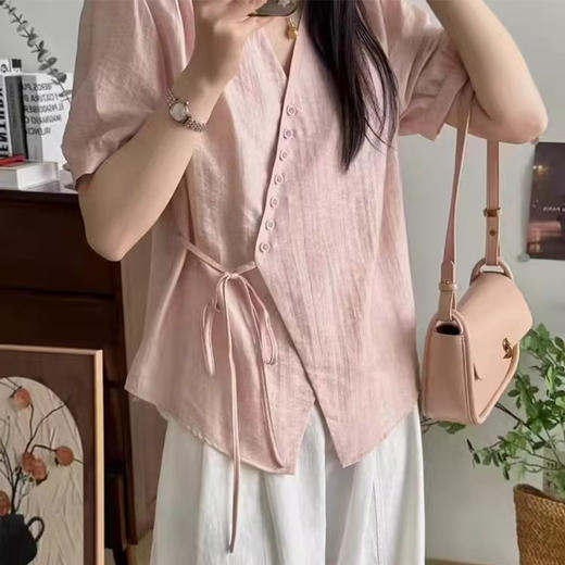 裁缝学苑AS536设计感V领短袖衬衫纸样女装不规则系带小衫打版裁剪样板 商品图5