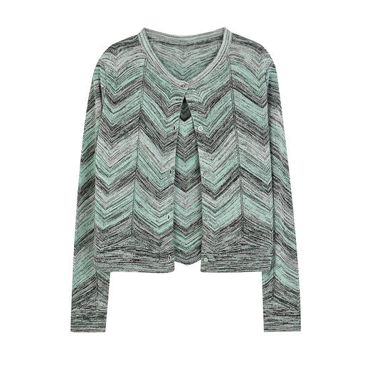 NEELLY纳俪商场同款春季新款显白条纹软糯针织开衫女修身舒适套装N25074A04554 商品图3