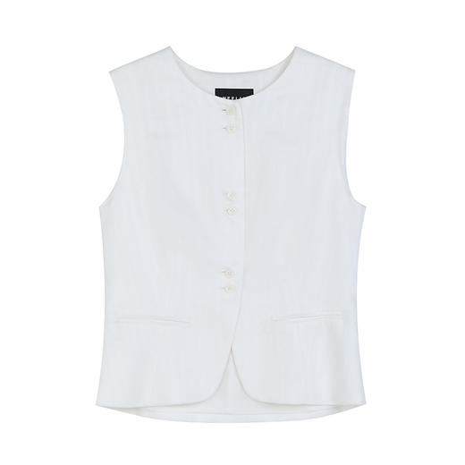 NEELLY纳俪商场同款春季新款时尚气质无袖马甲女极简个性收腰上衣N25074D04422 商品图3