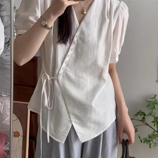 裁缝学苑AS536设计感V领短袖衬衫纸样女装不规则系带小衫打版裁剪样板 商品图1