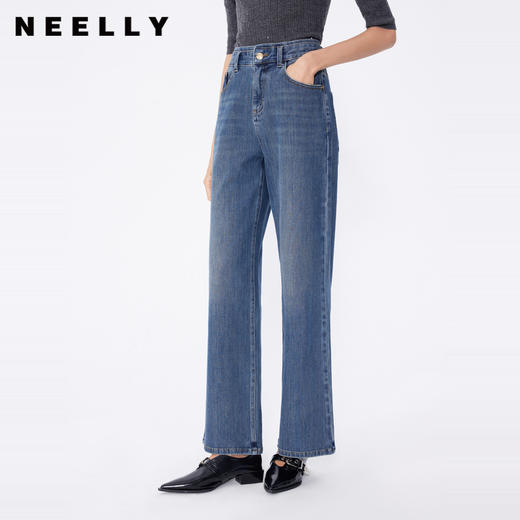NEELLY纳俪商场同款春季新款直筒裤款百搭显瘦舒适修饰腿型牛仔裤N25074H04412 商品图0