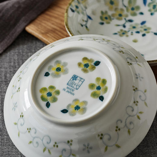 日本进口盘子菜盘家用新款陶瓷餐具日式釉下彩深盘碟子早餐盘千代源花见猫6.5英寸浅钵5件套装 商品图3