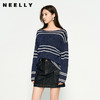 NEELLY纳俪商场同款春季新款条纹一字肩针织衫女圆领显白修身毛衣N25074A04558 商品缩略图0