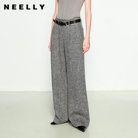 NEELLY纳俪商场同款春季新款简约直筒西装裤女垂坠显瘦阔腿长裤N25074H04553