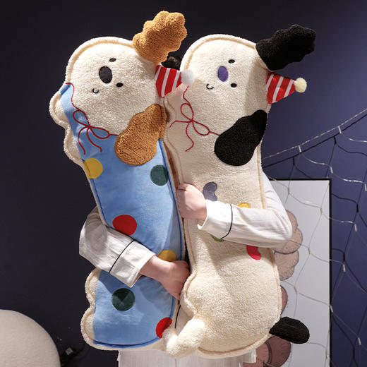 自然醒压片翘耳小狗长条睡觉抱枕女生睡觉专用床上侧睡枕头沙发腰靠床头靠垫QYL 商品图12