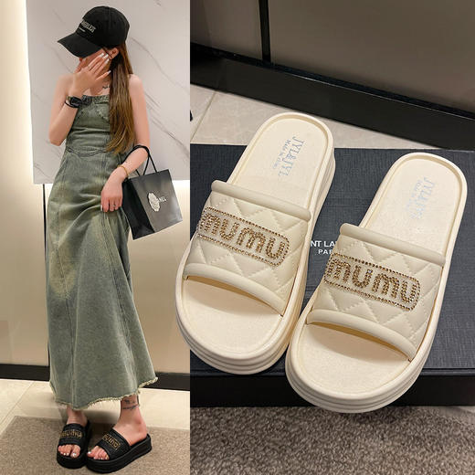 【GZ】无忧购79元3件厚底拖鞋百搭时尚沙滩软底防滑一字拖828mumu（截单后3-5天发货) 商品图0