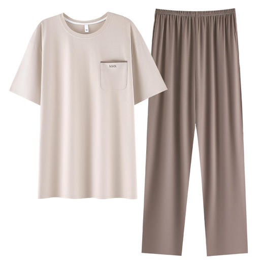 夏季睡衣男士莫代尔短袖长裤套装轻运动风凉爽青年可外穿家居服   JL-HYM4838/HYM4839 商品图4