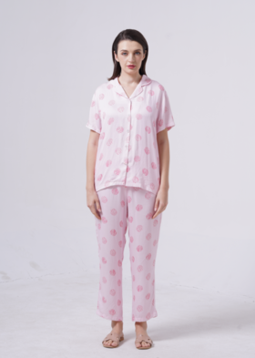 皮尔卡丹女款夏季印花家居短袖套装宽松舒适休闲PE22300