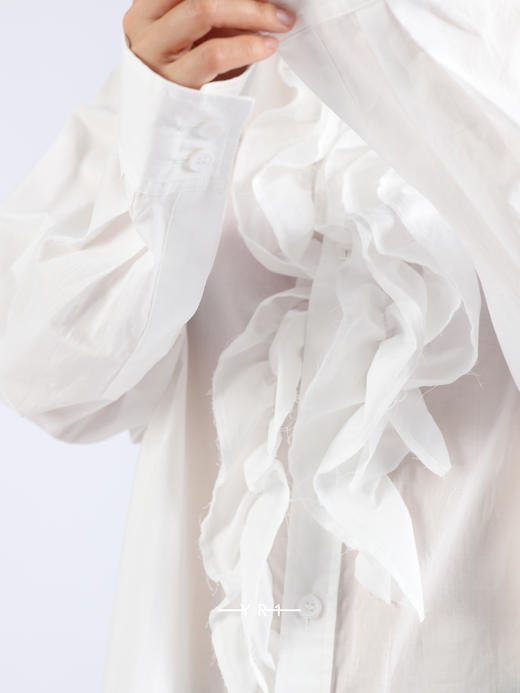 Y's | 纯棉毛边荷叶边衬衫 商品图5