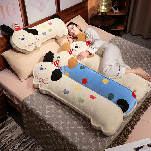 自然醒压片翘耳小狗长条睡觉抱枕女生睡觉专用床上侧睡枕头沙发腰靠床头靠垫QYL 商品图10