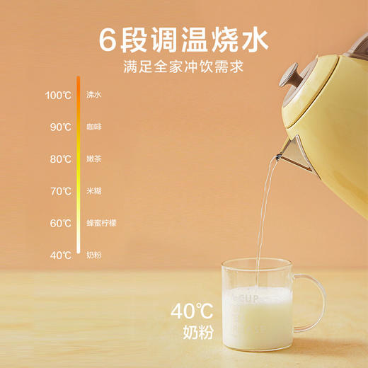 【专柜-北鼎】北鼎K740C/002烧水壶 便携恒温电热水壶浅杉绿 1.7L  220V/2000W 商品图5