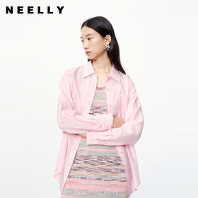 NEELLY纳俪商场同款春新款氛围感粉色减龄长袖衬衫女显白宽松衬衣N25074B04561