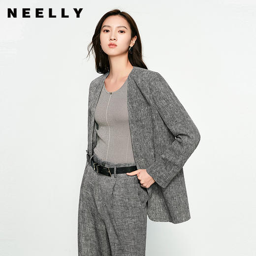 NEELLY纳俪商场同款春新款通勤休闲西装外套女韩版设计感舒适外套N25074C04552 商品图0