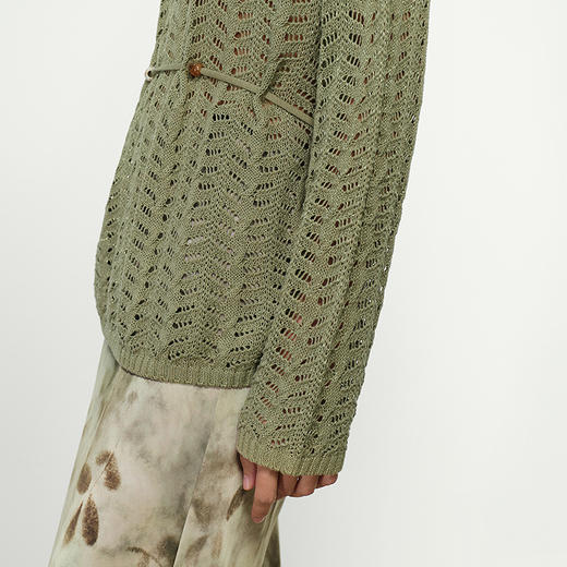 NEELLY纳俪商场同款春季新款显白个性镂空针织衫女气质随性上衣N25074A04567 商品图2