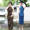 GX2025春夏新款中国风扎染长款复古旗袍女装改良修身显瘦旗袍连衣裙 商品缩略图0