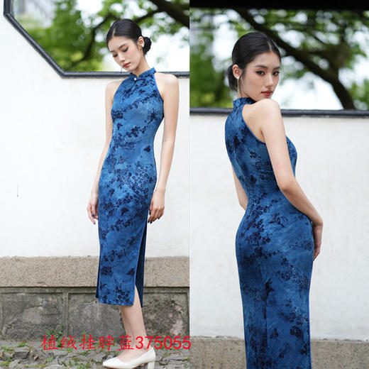 GX2025春夏新款中国风扎染长款复古旗袍女装改良修身显瘦旗袍连衣裙 商品图2
