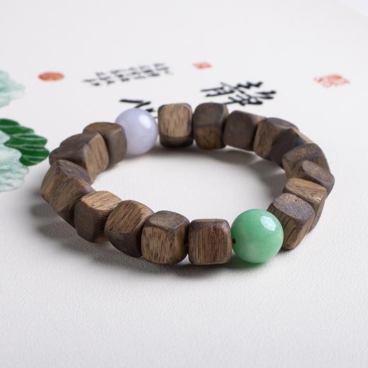 xy0458沉香+翡翠方形珠手串 商品图1