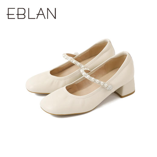 伊伴秋季稳健粗跟柔软羊皮玛丽珍单鞋B25421254 商品图3