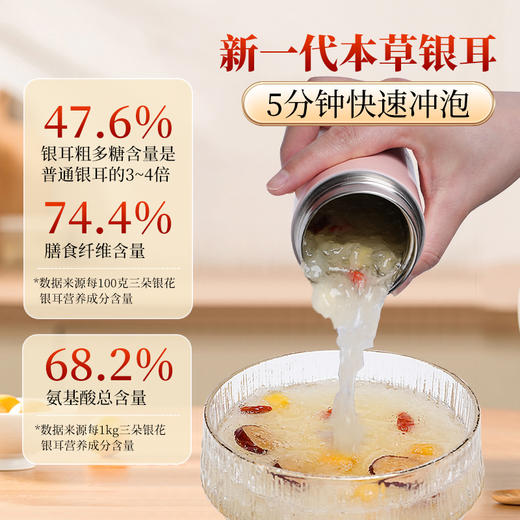 三朵银花 银耳姐姐有机本草银耳80克*2罐 礼盒装 免洗免泡冲泡速食 商品图1