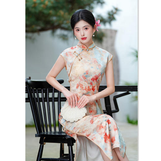 GX无袖国风中式长款旗袍改良年轻款2025新款女复古修身日常旗袍夏季 商品图3
