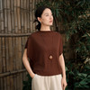 雀说新款短袖t恤女半高领盘扣复古天丝羊毛蝙蝠袖上衣AL6513 商品缩略图2