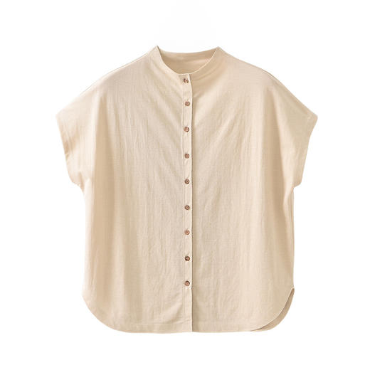 雀说新款开衫短袖上衣女天丝亚麻薄款百搭t恤AL6512 商品图4