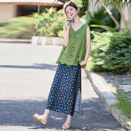 【预售7天】PY 时尚气质镂空刺绣两件套 MLSF82518 商品图1