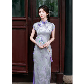 GX老上海复古国风长款单层短袖旗袍2025夏季新款高级感中式显瘦旗袍