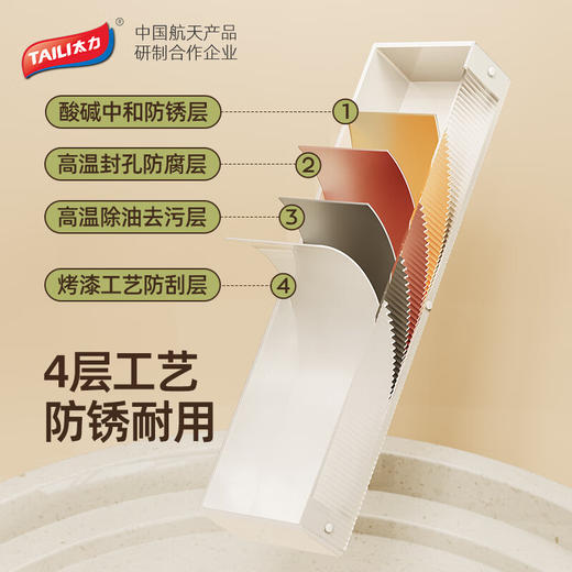 太力（TAILI）吸盘厨房调料置物架壁挂免打孔放调料品厨房用具收纳架白色40CMAWW068 商品图8