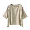 雀说新款圆领七分袖上衣女高级感亚麻垂感t恤宽松显瘦AL6517 商品缩略图4