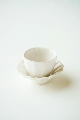 安藤雅信69面取茶杯+花瓣茶托（套组）