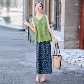 【预售7天】PY 时尚气质镂空刺绣两件套 MLSF82518