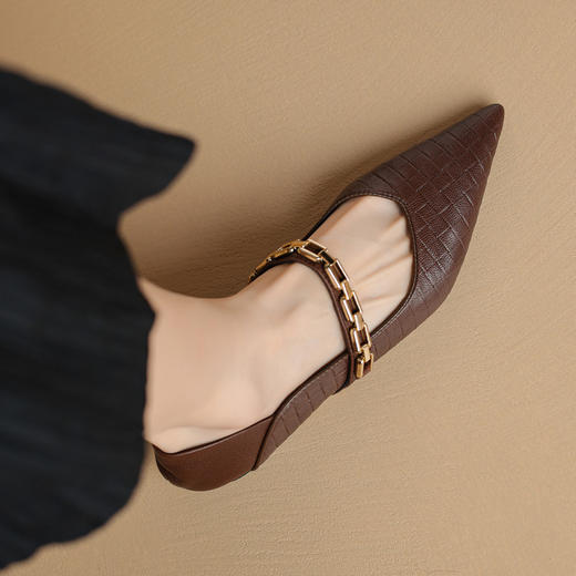 【预售5天】极简复古通勤尖头金属扣，粗跟单鞋羊皮低跟鞋KLLNYM&kl2403 商品图2