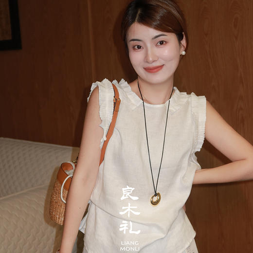 【部分现货】良木礼打褶亚麻背心（66865） 商品图7