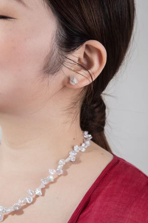 一周内发货【定制加长50厘米珍珠项链+5厘米延长链 搭配925银配件，耳钉长约11mm】小花瓣异形巴洛克珍珠项链，淡水高级感，不规则轻奢脖颈链 商品图3