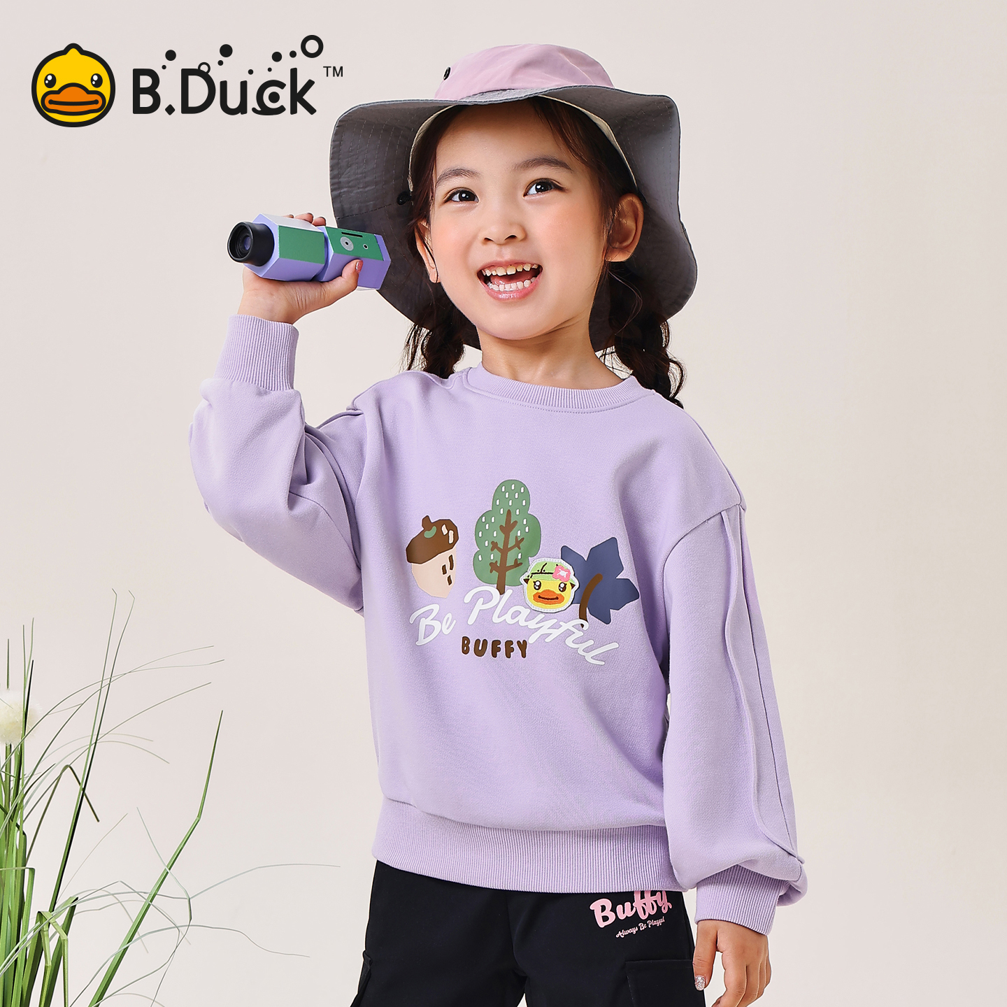 B.Duck小黄鸭童装春秋圆领卫衣105-150 FF3608061