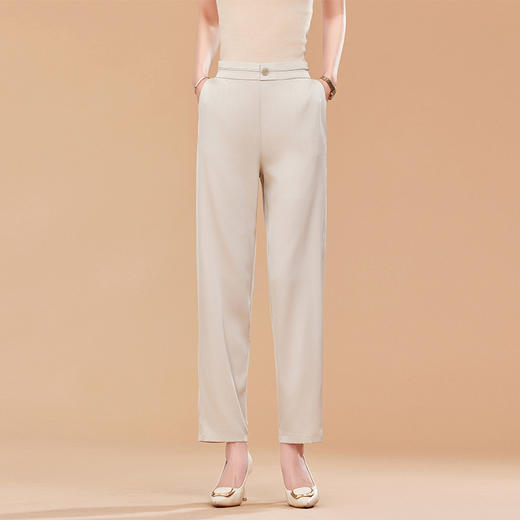 KQ垂感真丝裤子女装2025夏季高腰九分宽松休闲显瘦小个子直筒烟管裤 商品图1