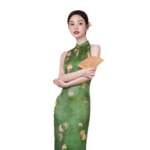 GX文艺清新挂脖露肩旗袍2025夏新款少女改良年轻款绿色气质无袖旗袍 商品图4