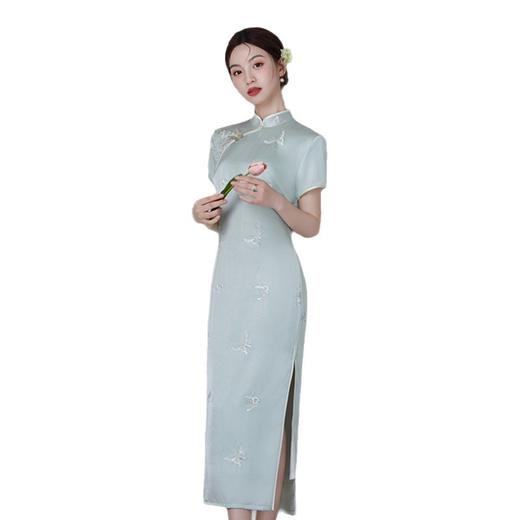 GX复古中国风长款港风绣花短袖旗袍2025夏季新款改良中式宴会旗袍裙 商品图4