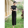 GX显瘦黑色国风长款中式旗袍改良精仿醋酸2025夏新款女复古修身短袖 商品缩略图3
