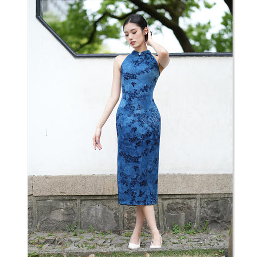 GX2025春夏新款中国风扎染长款复古旗袍女装改良修身显瘦旗袍连衣裙 商品图3