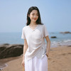 雀说新款设计感短袖t恤女新中式汉麻v领气质显瘦上衣AL6516 商品缩略图8