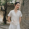 雀说棉麻女装新款亚麻短袖衬衫女高级感气质轻薄新中式盘扣上衣AL6524 商品缩略图2