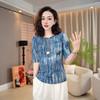 雀说网纱扎染印花圆领中袖T恤女新款洋气时尚弹力显瘦别致上衣AL4141 商品缩略图2