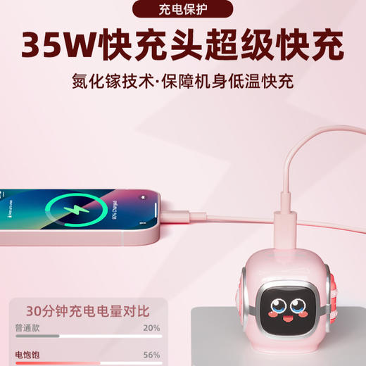 点音Divoom电饱饱像素35W氮化镓充电器适用小巧便携PD 商品图2