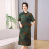 丁摩真丝香云纱荷叶绿裙新款旗袍改良版宽松显瘦连衣裙AL5112 商品缩略图1