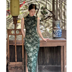 GX植绒长款无袖高档复古旗袍2025夏季新款气质修身旗袍日常可穿