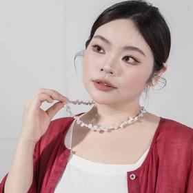 一周内发货【定制加长50厘米珍珠项链+5厘米延长链 搭配925银配件，耳钉长约11mm】小花瓣异形巴洛克珍珠项链，淡水高级感，不规则轻奢脖颈链