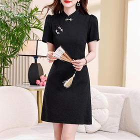 【预售3天】 新中式黑色显瘦旗袍连衣裙YIYIFUS2908